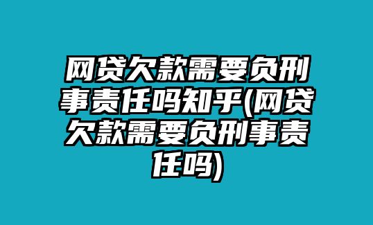 網(wǎng)貸欠款需要負(fù)刑事責(zé)任嗎知乎(網(wǎng)貸欠款需要負(fù)刑事責(zé)任嗎)