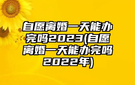 自愿離婚一天能辦完嗎2023(自愿離婚一天能辦完嗎2022年)