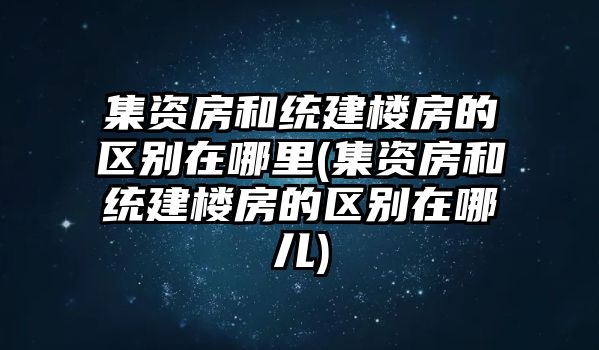 集資房和統建樓房的區別在哪里(集資房和統建樓房的區別在哪兒)