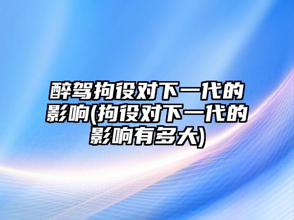 醉駕拘役對下一代的影響(拘役對下一代的影響有多大)