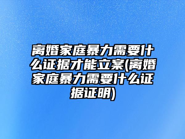 離婚家庭暴力需要什么證據才能立案(離婚家庭暴力需要什么證據證明)