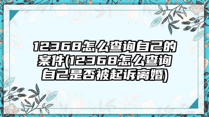 12368怎么查詢自己的案件(12368怎么查詢自己是否被起訴離婚)