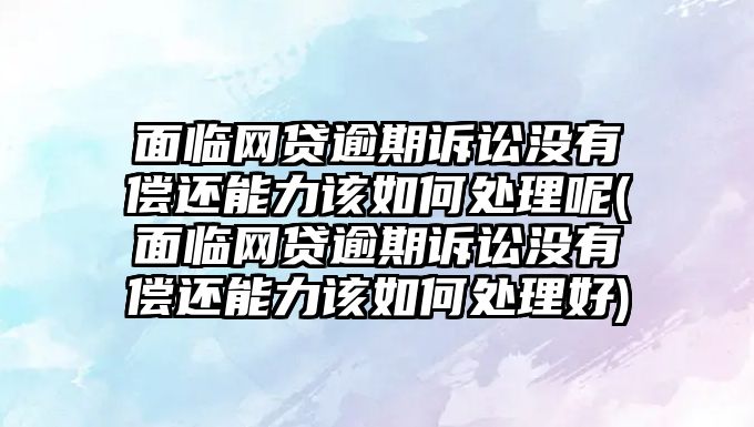 面臨網(wǎng)貸逾期訴訟沒有償還能力該如何處理呢(面臨網(wǎng)貸逾期訴訟沒有償還能力該如何處理好)