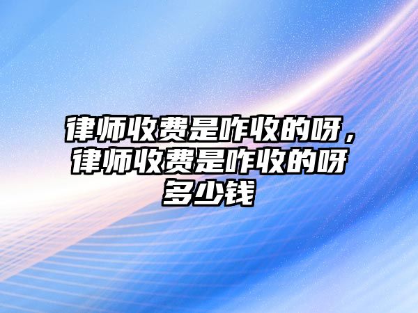 律師收費是咋收的呀，律師收費是咋收的呀多少錢