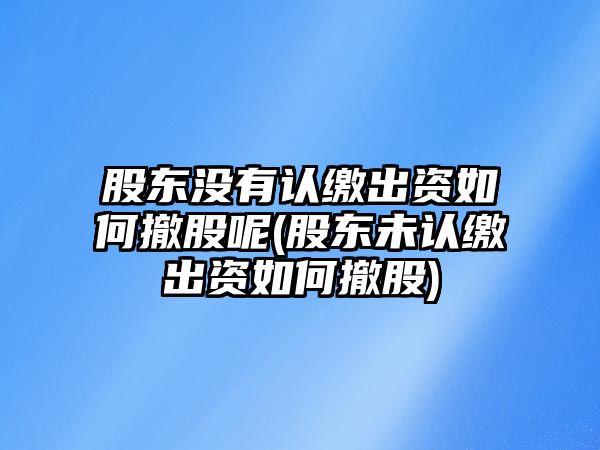 股東沒有認(rèn)繳出資如何撤股呢(股東未認(rèn)繳出資如何撤股)