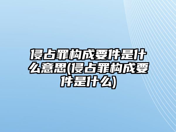 侵占罪構(gòu)成要件是什么意思(侵占罪構(gòu)成要件是什么)