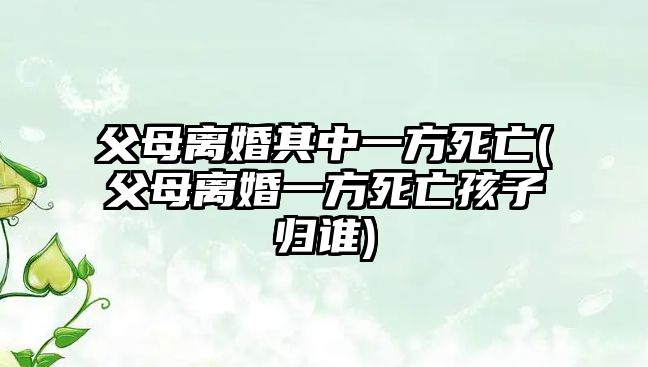 父母離婚其中一方死亡(父母離婚一方死亡孩子歸誰)