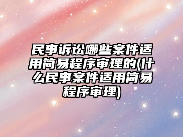 民事訴訟哪些案件適用簡易程序審理的(什么民事案件適用簡易程序審理)