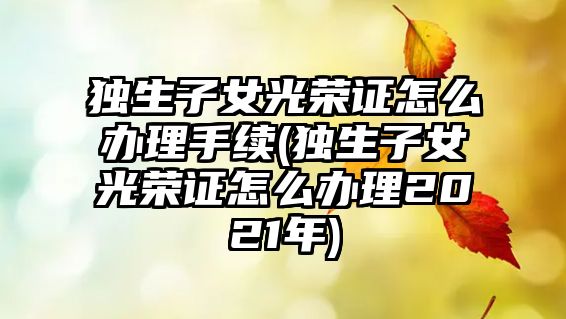 獨生子女光榮證怎么辦理手續(獨生子女光榮證怎么辦理2021年)