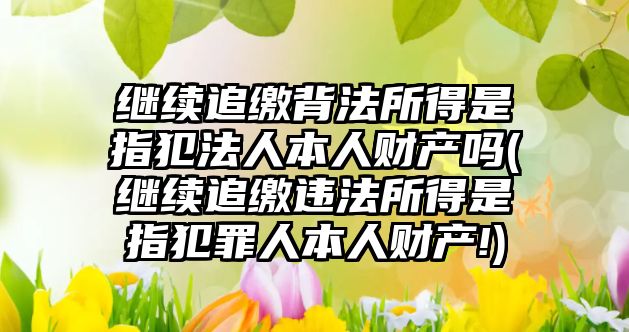 繼續(xù)追繳背法所得是指犯法人本人財產(chǎn)嗎(繼續(xù)追繳違法所得是指犯罪人本人財產(chǎn)!)