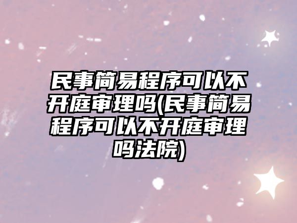 民事簡易程序可以不開庭審理嗎(民事簡易程序可以不開庭審理嗎法院)