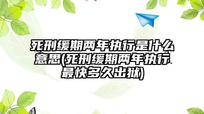 死刑緩期兩年執(zhí)行是什么意思(死刑緩期兩年執(zhí)行最快多久出獄)