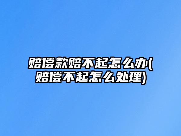 賠償款賠不起怎么辦(賠償不起怎么處理)