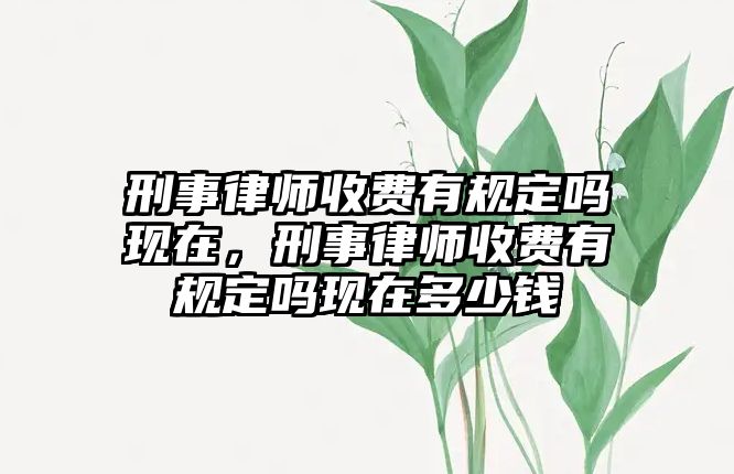 刑事律師收費有規定嗎現在，刑事律師收費有規定嗎現在多少錢