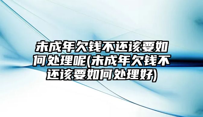 未成年欠錢不還該要如何處理呢(未成年欠錢不還該要如何處理好)