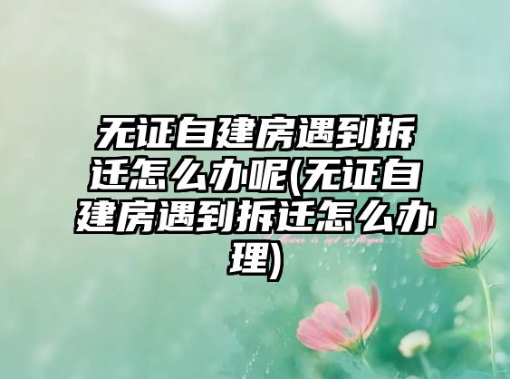 無證自建房遇到拆遷怎么辦呢(無證自建房遇到拆遷怎么辦理)