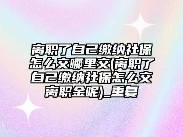 離職了自己繳納社保怎么交哪里交(離職了自己繳納社保怎么交離職金呢)_重復