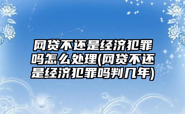 網貸不還是經濟犯罪嗎怎么處理(網貸不還是經濟犯罪嗎判幾年)