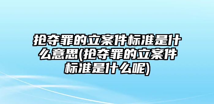 搶奪罪的立案件標(biāo)準(zhǔn)是什么意思(搶奪罪的立案件標(biāo)準(zhǔn)是什么呢)