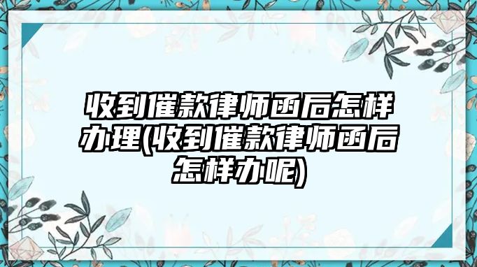 收到催款律師函后怎樣辦理(收到催款律師函后怎樣辦呢)