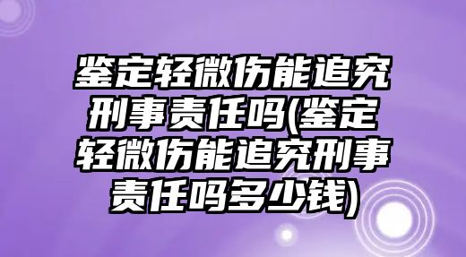 鑒定輕微傷能追究刑事責任嗎(鑒定輕微傷能追究刑事責任嗎多少錢)