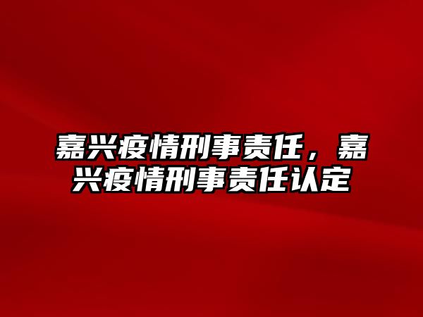 嘉興疫情刑事責(zé)任，嘉興疫情刑事責(zé)任認(rèn)定