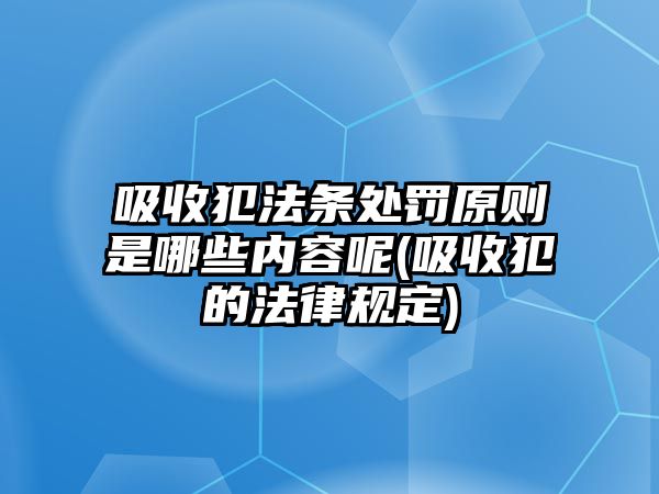 吸收犯法條處罰原則是哪些內(nèi)容呢(吸收犯的法律規(guī)定)