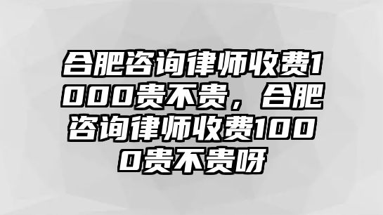 合肥咨詢律師收費1000貴不貴，合肥咨詢律師收費1000貴不貴呀