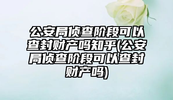 公安局偵查階段可以查封財產嗎知乎(公安局偵查階段可以查封財產嗎)