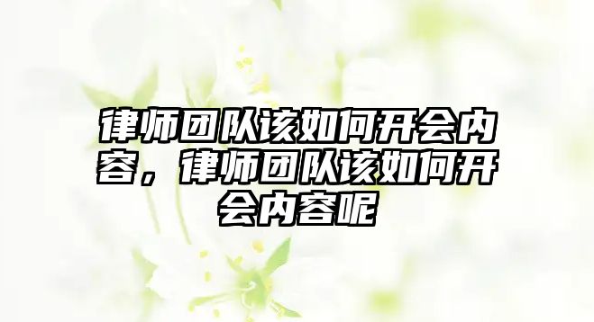 律師團隊該如何開會內容，律師團隊該如何開會內容呢