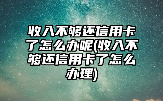 收入不夠還信用卡了怎么辦呢(收入不夠還信用卡了怎么辦理)