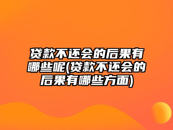 貸款不還會(huì)的后果有哪些呢(貸款不還會(huì)的后果有哪些方面)