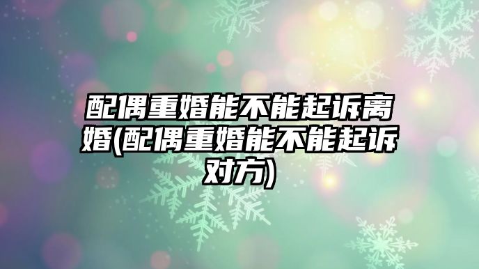 配偶重婚能不能起訴離婚(配偶重婚能不能起訴對(duì)方)