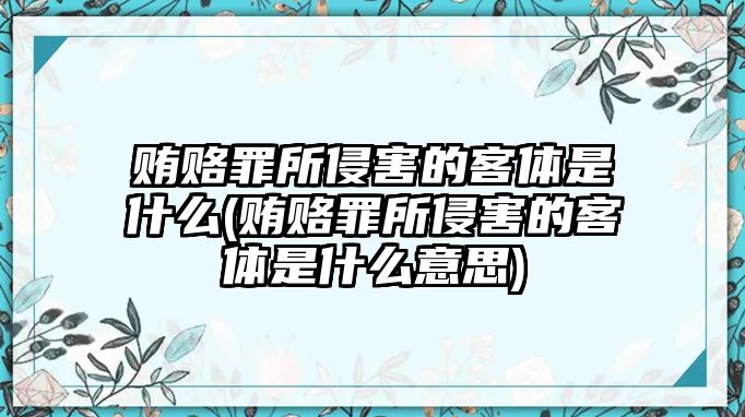 賄賂罪所侵害的客體是什么(賄賂罪所侵害的客體是什么意思)