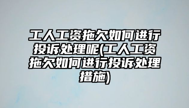 工人工資拖欠如何進行投訴處理呢(工人工資拖欠如何進行投訴處理措施)