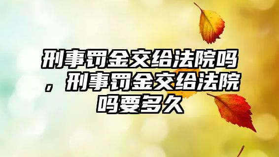 刑事罰金交給法院?jiǎn)幔淌铝P金交給法院?jiǎn)嵋嗑? class=