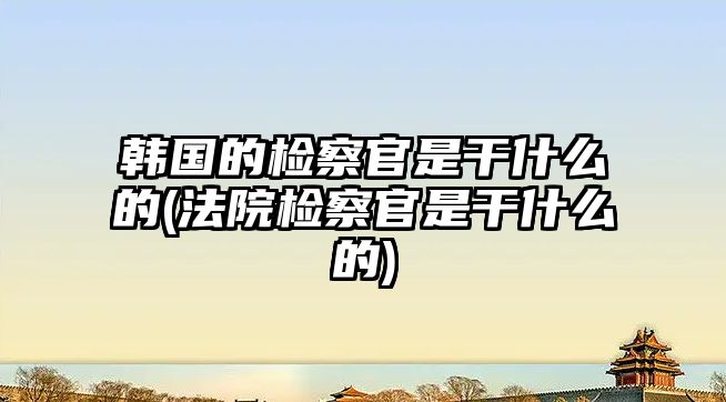 韓國的檢察官是干什么的(法院檢察官是干什么的)