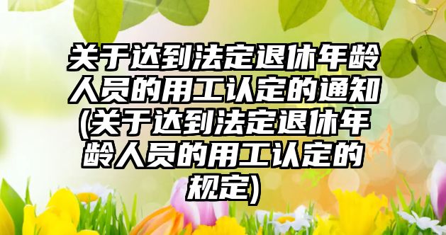 關(guān)于達(dá)到法定退休年齡人員的用工認(rèn)定的通知(關(guān)于達(dá)到法定退休年齡人員的用工認(rèn)定的規(guī)定)