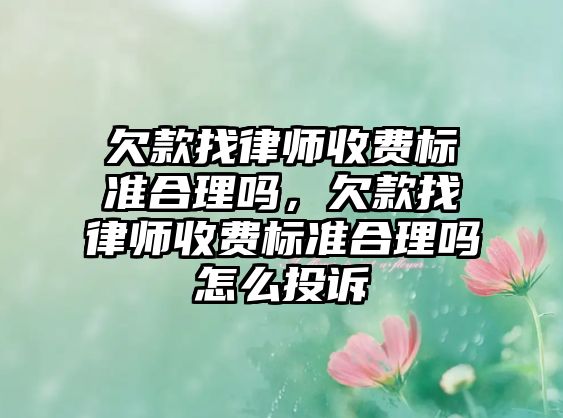 欠款找律師收費標準合理嗎，欠款找律師收費標準合理嗎怎么投訴