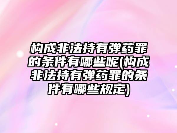 構成非法持有彈藥罪的條件有哪些呢(構成非法持有彈藥罪的條件有哪些規(guī)定)