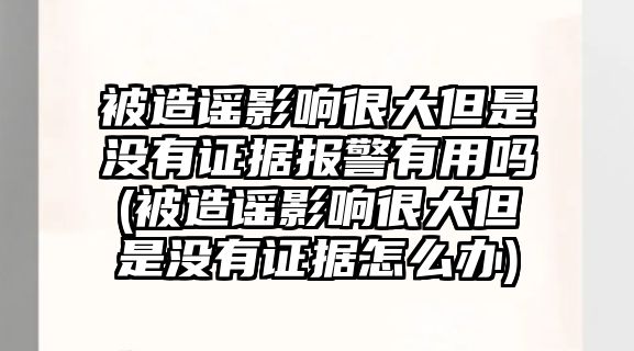 被造謠影響很大但是沒有證據報警有用嗎(被造謠影響很大但是沒有證據怎么辦)