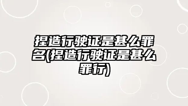 捏造行駛證是甚么罪名(捏造行駛證是甚么罪行)