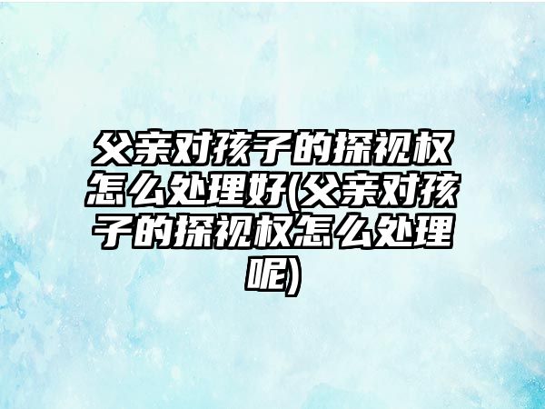 父親對孩子的探視權怎么處理好(父親對孩子的探視權怎么處理呢)