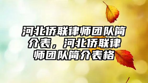 河北僑聯律師團隊簡介表，河北僑聯律師團隊簡介表格