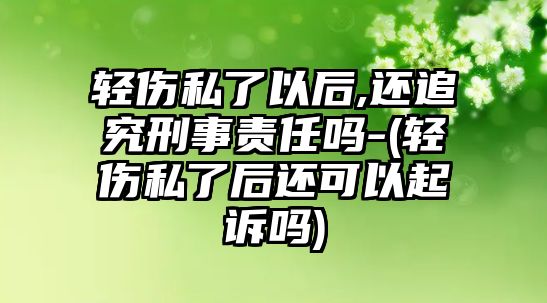 輕傷私了以后,還追究刑事責任嗎-(輕傷私了后還可以起訴嗎)