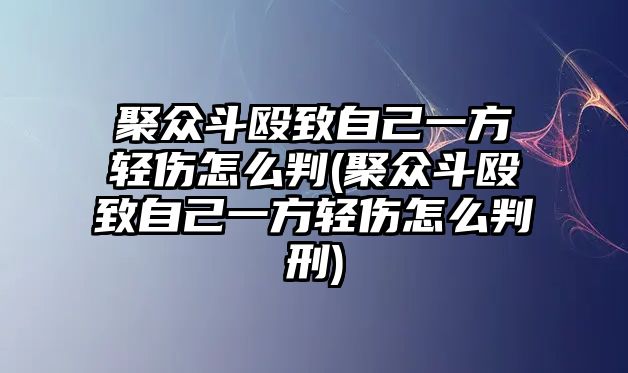 聚眾斗毆致自己一方輕傷怎么判(聚眾斗毆致自己一方輕傷怎么判刑)