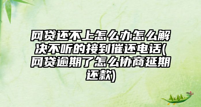 網(wǎng)貸還不上怎么辦怎么解決不聽(tīng)的接到催還電話(huà)(網(wǎng)貸逾期了怎么協(xié)商延期還款)