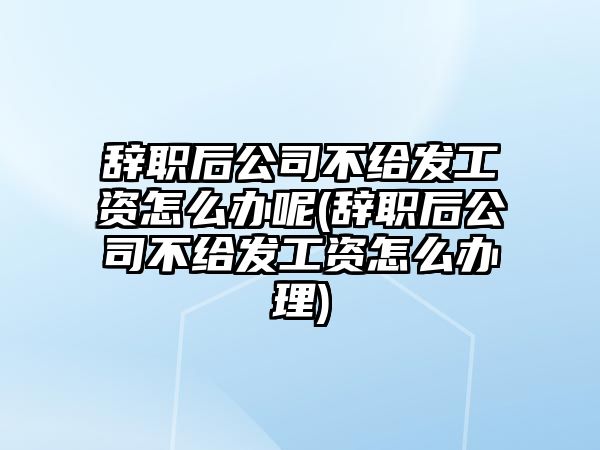 辭職后公司不給發(fā)工資怎么辦呢(辭職后公司不給發(fā)工資怎么辦理)