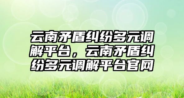 云南矛盾糾紛多元調解平臺，云南矛盾糾紛多元調解平臺官網