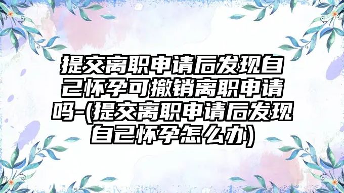 提交離職申請(qǐng)后發(fā)現(xiàn)自己懷孕可撤銷離職申請(qǐng)嗎-(提交離職申請(qǐng)后發(fā)現(xiàn)自己懷孕怎么辦)